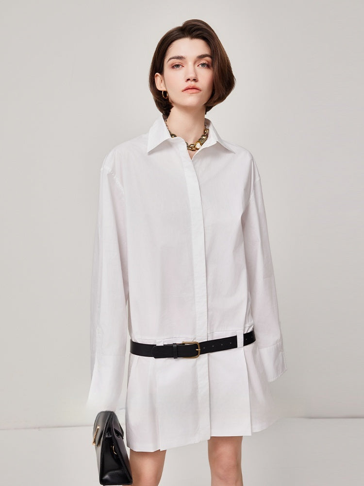 Gonna a camicia blu da donna, modello Multiple Wear Younger, con maniche lunghe