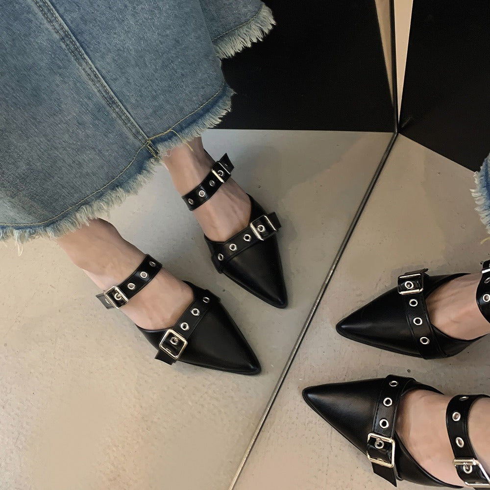 Eleganti Slip On con Tacco 5 cm e Borchie