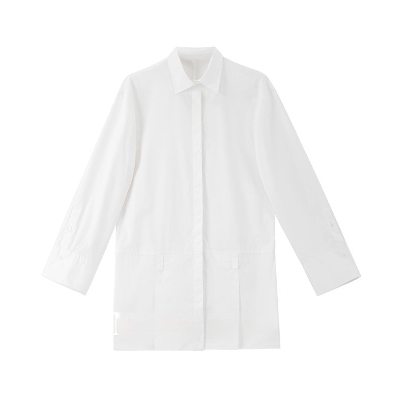 Gonna a camicia blu da donna, modello Multiple Wear Younger, con maniche lunghe