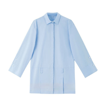 Gonna a camicia blu da donna, modello Multiple Wear Younger, con maniche lunghe