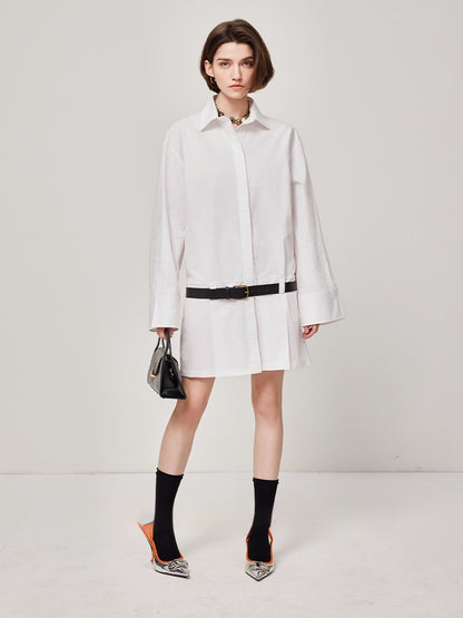 Gonna a camicia blu da donna, modello Multiple Wear Younger, con maniche lunghe